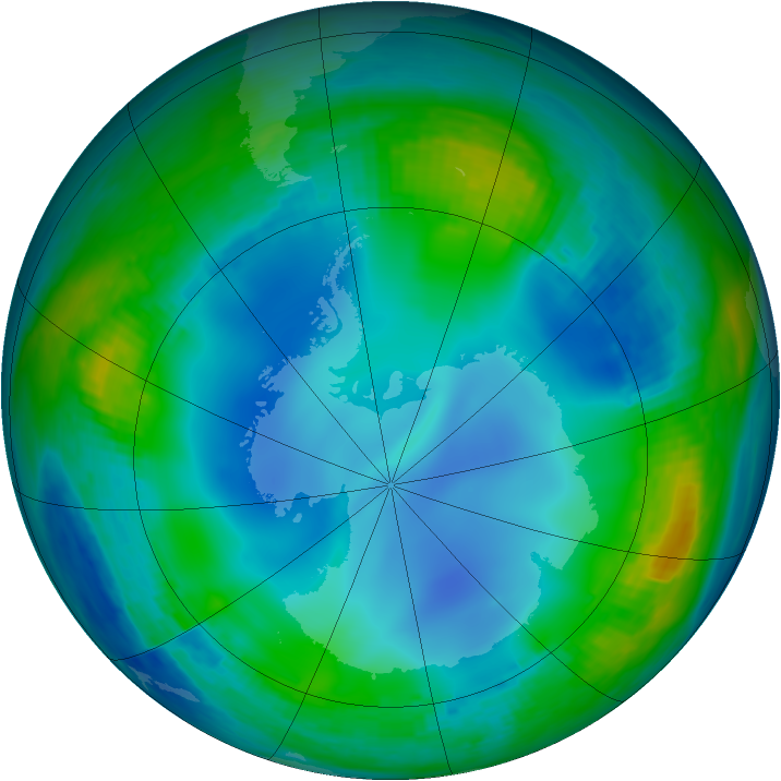 Antarctic ozone map for 07 June 1988